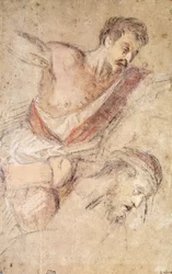 Studien für eine Geißelung: Ein Mann peitscht und der Kopf Christi