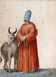 Türkischer Mann mit Ziege, Zeichnung von Jacopo Ligozzi (1547-1627)