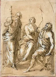 Die heilige Justina von Padua auf dem Thron, mit den Heiligen Jakobus dem Jüngeren und Johannes dem Täufer