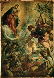 Der Erzengel Michael kämpft gegen Satan