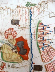 Ägypten und das Rote Meer, Detail einer Renaissance-Karte von Europa, nach Jacopo Russo, 1528