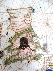 England, Wales und Schottland, von einer Renaissance-Karte von Europa, nach Jacopo Russo, 1528