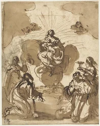 Vier Heilige beten Maria an