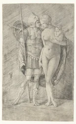 Mars in Rüstung und nackte Venus mit Cupido