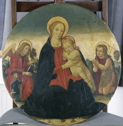 Madonna und Kind mit Erzengel Raphael und Heiligem Johannes