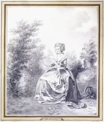 Porträt von Elisabeth Louise Vigee-Lebrun, die im Garten einen Brief liest
