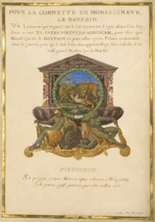 Wappen mit einem Löwen, der einen Geparden angreift