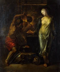 Vulkan schmiedet die Rüstung von Achilles, überwacht von Thetis