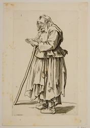 Bettlerin erhält Almosen (Radierung)