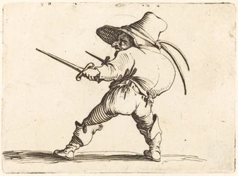 Duellant mit Schwert und Dolch