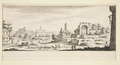 Landschaft mit großen Gebäuden