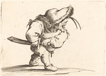 Mann, der sich darauf vorbereitet, sein Schwert zu ziehen, um 1622