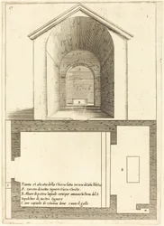 Plan und Aufriss der Kirche in der Nähe des Hauses von Kaiphas