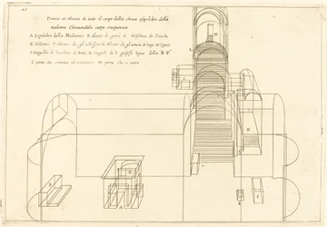 Plan und Aufriss der Kirche des Grabes der Madonna