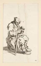 Sitzender Bettler, essend, aus Die Bettler (Le gueux assis et mangeant)