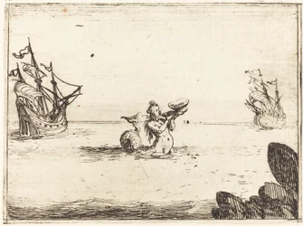 Sirene zwischen zwei Schiffen