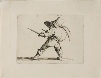Der Duellant mit einem Schwert und einem Dolch, aus Varie Figure Gobbi