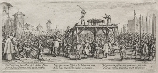Die großen Elendnisse des Krieges: Hinrichtung auf dem Rad, 1633