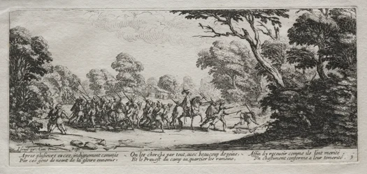 Die Leiden des Krieges: Verhaftung von Übeltätern, 1633