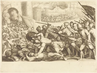 Die Truppen erzwingen den Zugang durch das Stadttor