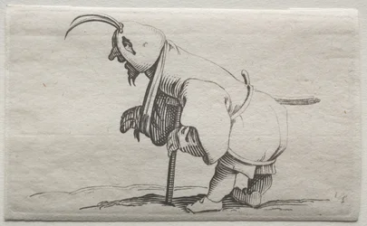 Verschiedene bucklige Figuren von Iacopo Callot (Krüppel mit Kapuze)