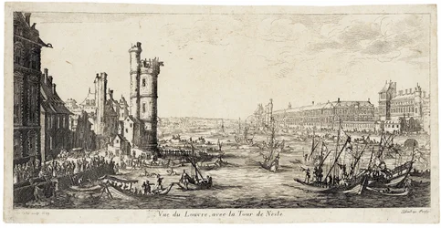 Blick von der Seine auf den Louvre rechts