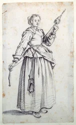 Frau mit Spindel