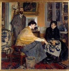 Frau Ludovic Halevy, ihr Sohn der Schriftsteller Elie Halevy und Florence Halevy