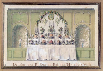 Buffet für einen Ball im Hôtel de Ville, Paris, 1745