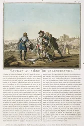 Sebastien le Prestre de Vauban (1633-1707) bei der Belagerung von Valenciennes (1677), graviert von Jean Baptiste Morret, 1790