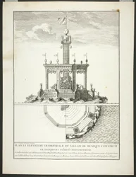 Plan und Aufriss eines Musikzimmers, Platte drei aus Beschreibung der Feste Gegeben von der Stadt Paris