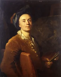 Porträt des Künstlers, sitzend, halbe Länge, hält eine Palette und Pinsel, ca. 1710-15