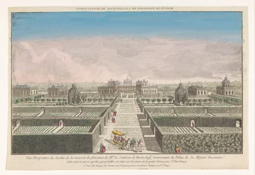 Ansicht des Gartens des Landhauses der Gräfin von Bestoucheff in der Umgebung von Sankt Petersburg