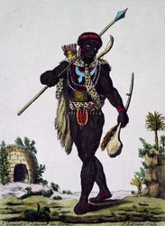 Mann aus dem Namaquas-Stamm, Afrika, Stich aus Encyclopedia of voyages