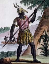 Bar für Beschneidungen auf der Insel Gorée, Senegal, Farbgravur nach einer Zeichnung von Labrousse (aktiv 1796), aus Enzyklopädie der Reisen, von Jacques Grasset de Saint-Sauveur (1757-1810)