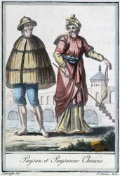 Chinesischer Bauer und Bäuerin - in „Enzyklopädie der Reisen“ von Grasset St Sauveur, ed. 1796