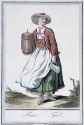 Frau aus Tirol - in „Enzyklopädie der Reisen“ von Grasset St Sauveur, ed. 1796