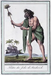 Priester der Sandwichinseln - in „Enzyklopädie der Reisen“ von Grasset Saint Sauveur, ed. Paris 1796