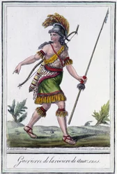 Krieger des Amazonas (in „Enzyklopädie der Reisen“ von Grasset St Sauveur, herausgegeben 1796)