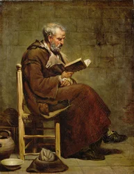 Ein sitzender alter Mann liest, vor 1797