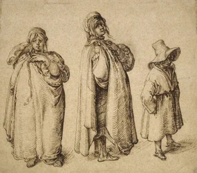 Zwei Studien einer Roma-Frau und eines Roma-Jungen mit großem Hut, ca. 1605