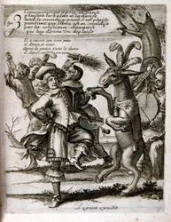 17. Jahrhundert gravierte Illustration aus einer Sammlung von Sprichwörtern. Paris 1657-1663. Von Jacques Lagniet (1620-1675). Französischer Graveur. Von ihm viele sozialkritische Gravuren und Spottbilder wie seine manchmal grotesken und fantastischen Illu