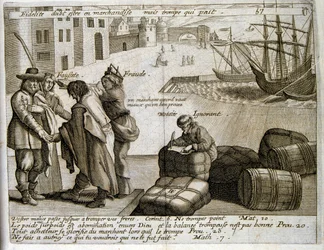 17. Jahrhundert gravierte Illustration aus einer Sammlung von Sprichwörtern. Paris 1657-1663