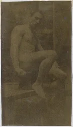 Studie eines männlichen Aktmodells, von der Seite gesehen, im Atelier von Jacques de Lalaing