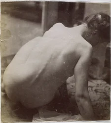 Studie eines weiblichen Aktmodells, von hinten gesehen, im Atelier von Jacques de Lalaing