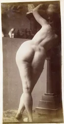 Studie eines weiblichen Aktmodells, von hinten gesehen, im Atelier von Jacques de Lalaing, Vorstudie für einen kreisförmigen Brunnen