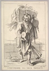Umgekehrte Kopie von A Racomoder les Vieux Souflets Mend the Old Bellows, aus Le Cri..., 18. Jahrhundert