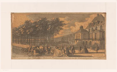 Ansicht einer Allee bei der Cour de la Fontaine des Schlosses Fontainebleau