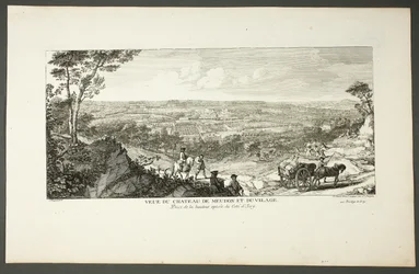 Ansicht des Königspalastes von Meudon und des Dorfes, aus der Serie Le Château de Meudon