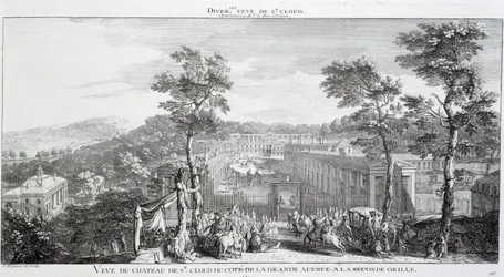 Ansicht des Schlosses im Park von St. Cloud, von der Seite der großen Allee.